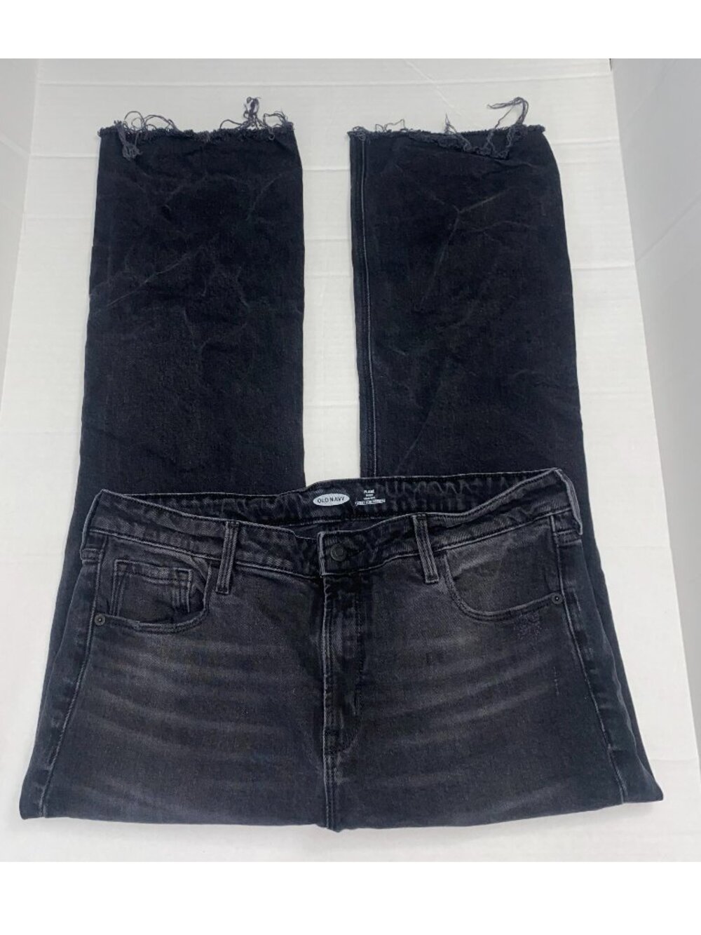 Black Flare Jeans Vintage Y2K Retro High Rise Wide Leg Faded Wash Size 14